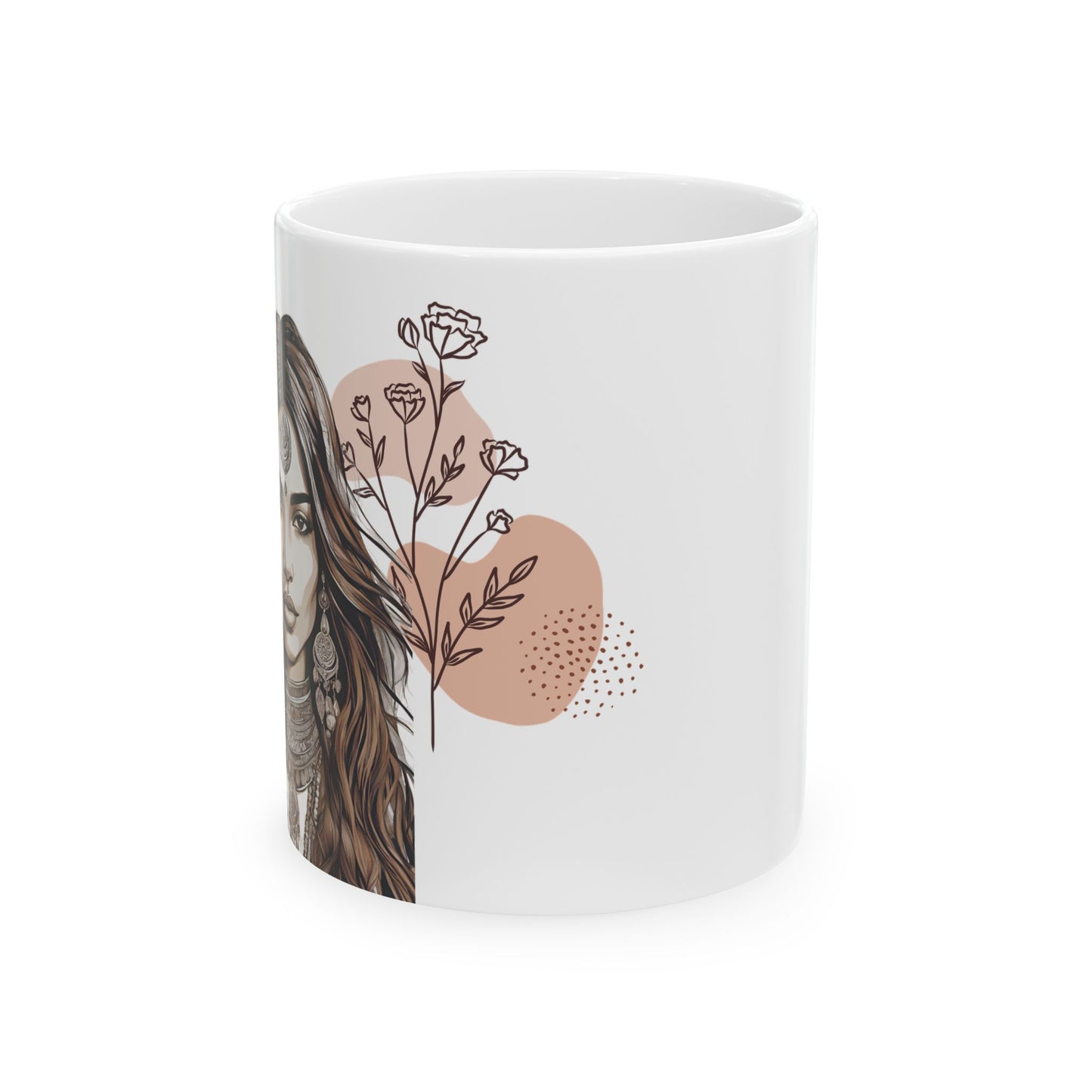Boho Chic Desi Girl Ceramic Mug - 11oz