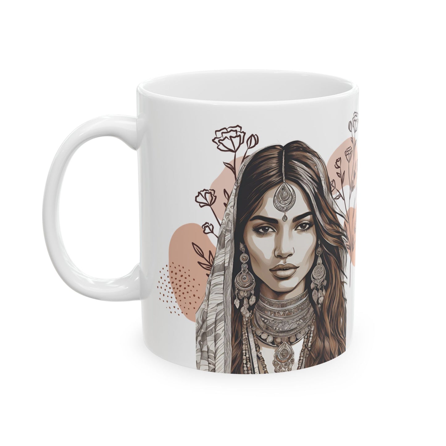 Boho Chic Desi Girl Ceramic Mug - 11oz