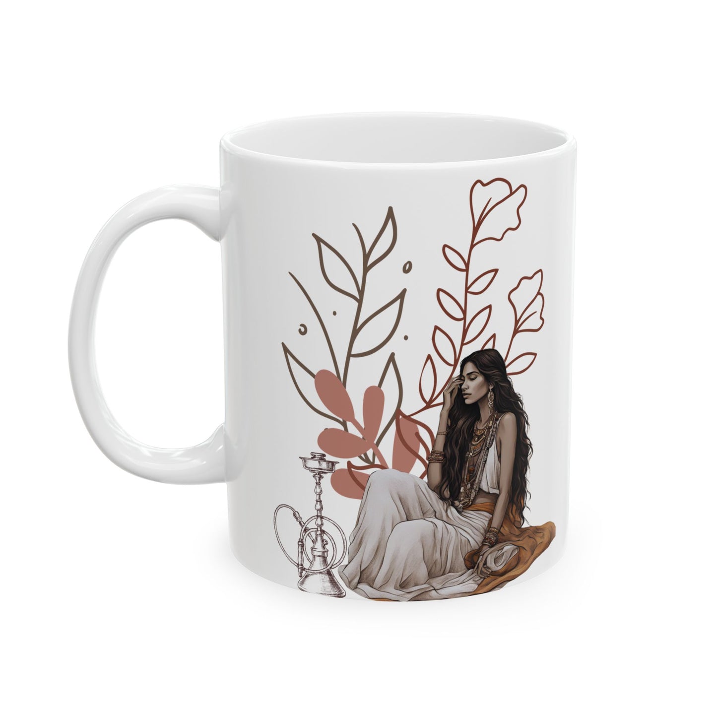Hookah Bohemian Floral Ceramic Mug - 11oz