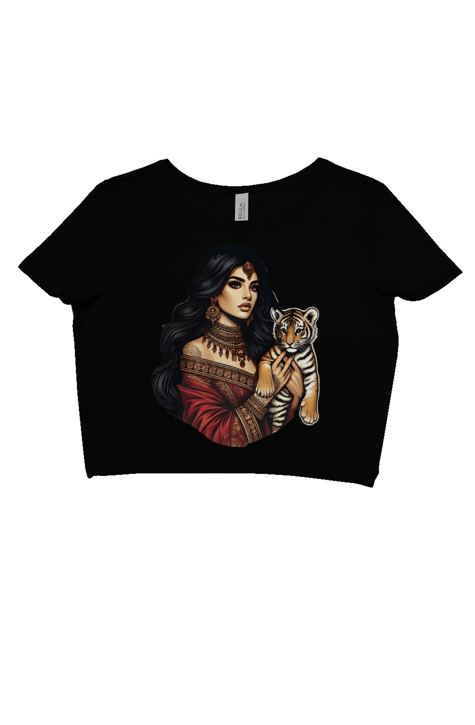 Desi Princess Holding Baby Bengal Tiger Crop Top