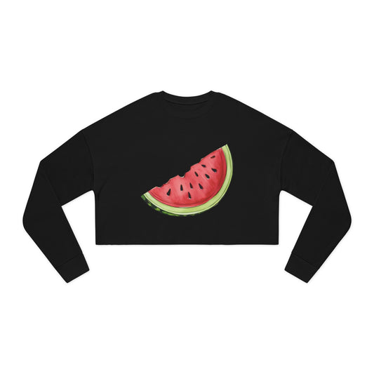 Women&#039;s Cropped Sweatshirt with Watermelon Design - Cute and Trendy Summer Style